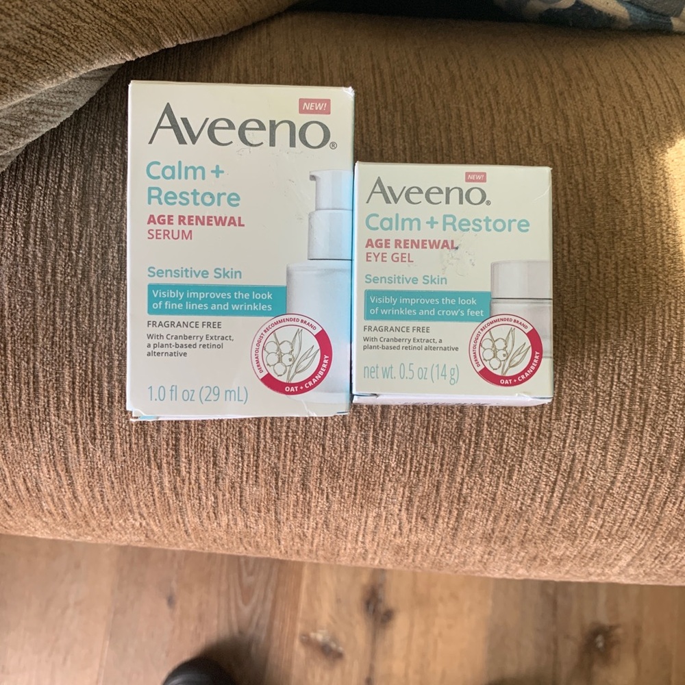 Aveeno Calm + Restore Age Renewal Serum & Eye Gel Set For Sensitive Skin